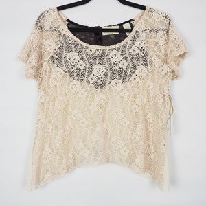 Gimmicks by BKE Lace Crop Top Floral, NWT Size M
